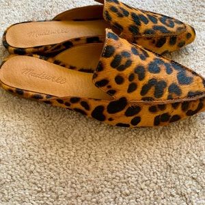 Madewell Frances Skimmer Mule in Leopard Calf Hair size 5